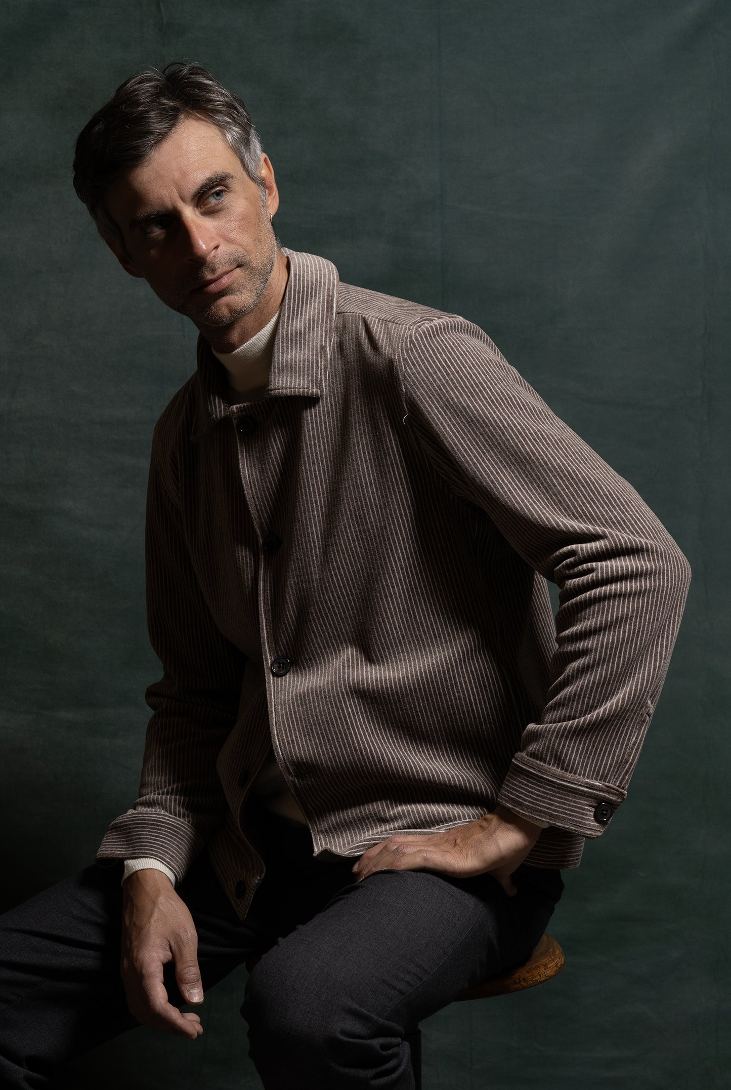 Giacca da uomo informale modello Bicocca realizzata in jersey cotone e seta amisuraduomo sartoria Milano