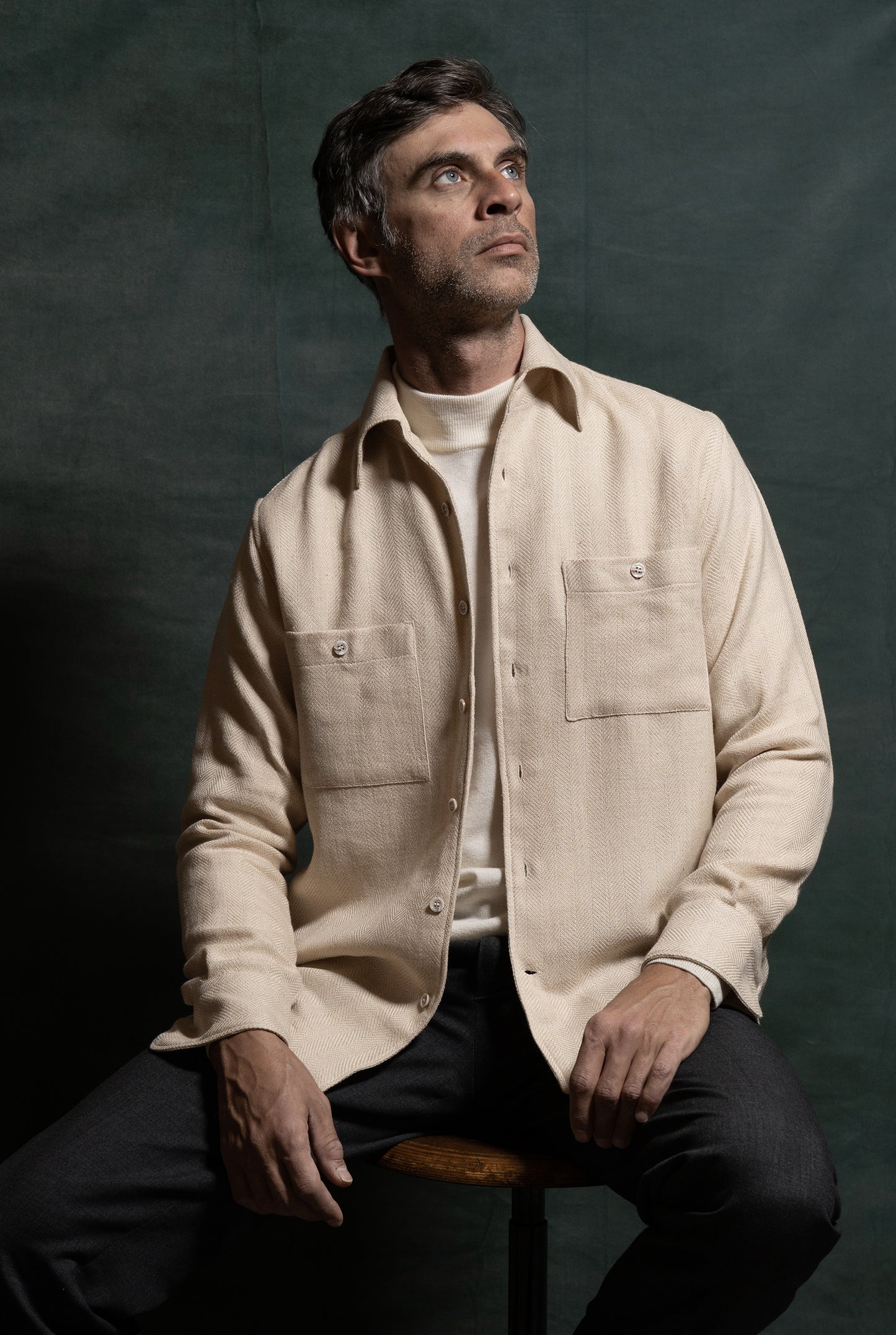 Overshirt in jersey cotone e seta Navigli amisuraduomo sartoria Milano