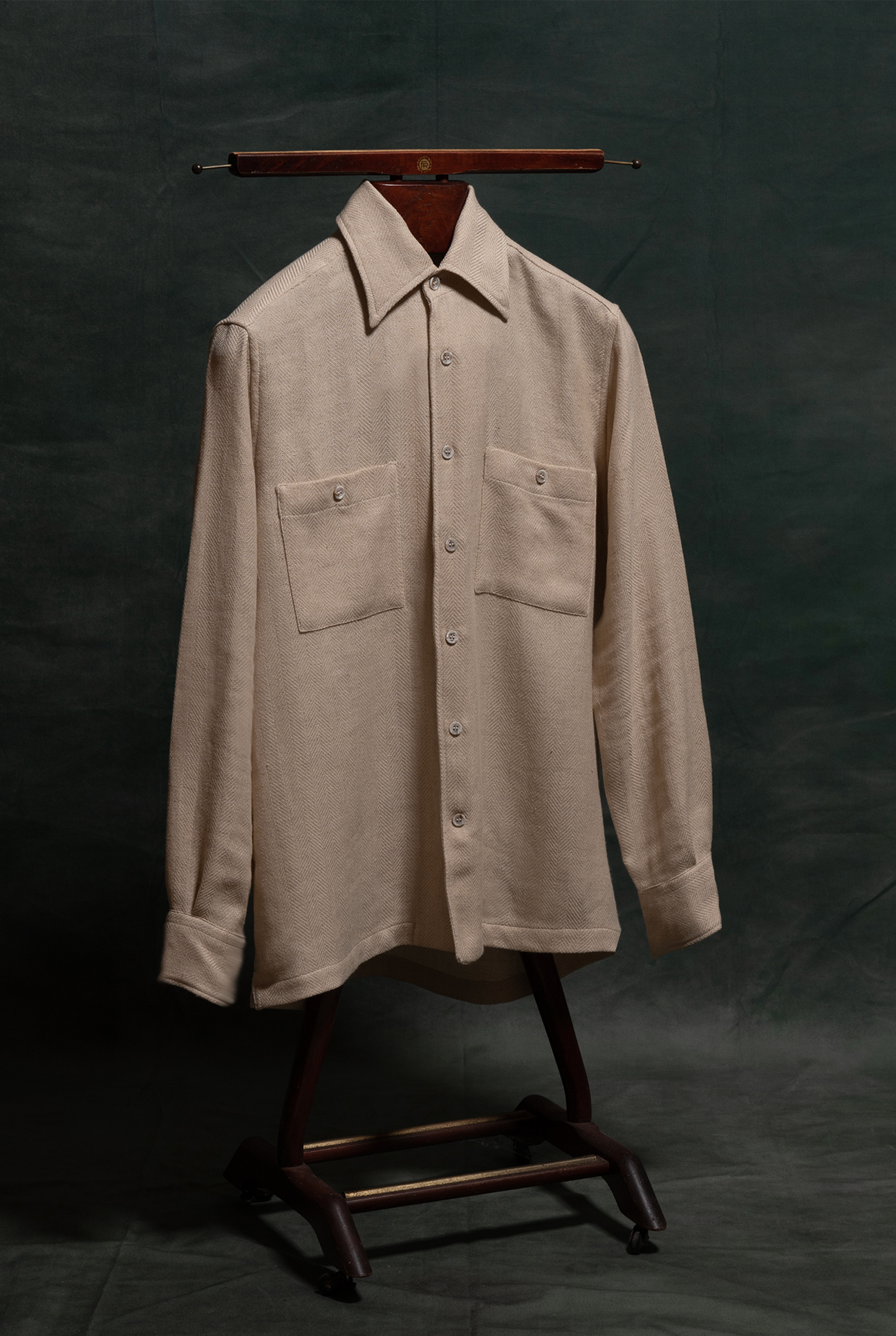 Overshirt in jersey cotone e seta spigato écru Navigli amisuraduomo sartoria Milano