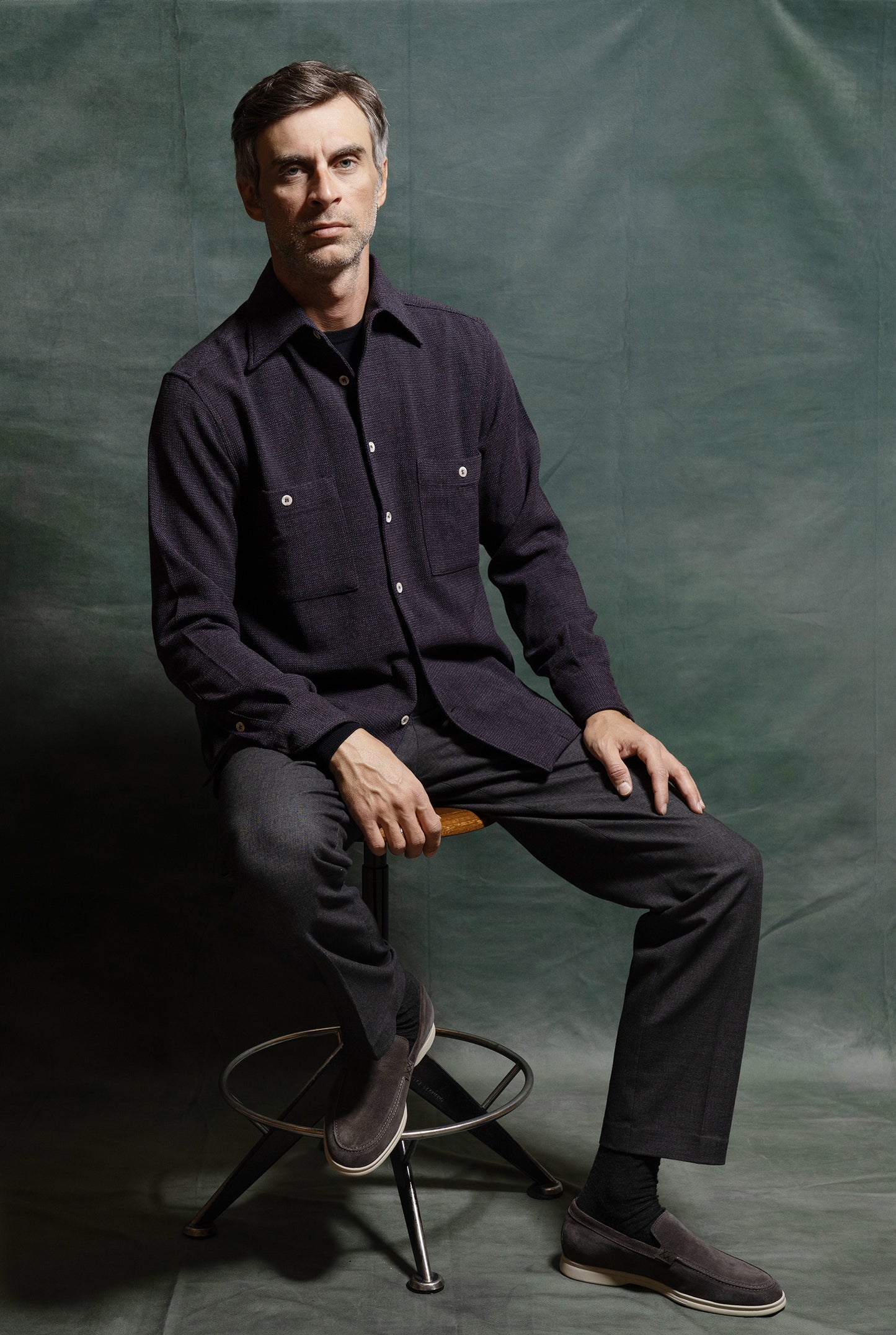 Giacca da uomo Overshirt in jersey di lana grigia amisuraduomo sartoria Milano