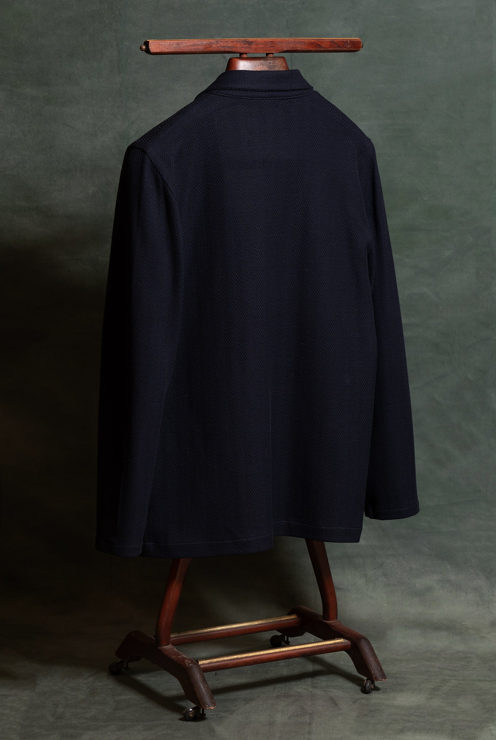 Giacca doppio petto in pura lana Tortona spigato blu amisuraduomo sartoria Milano