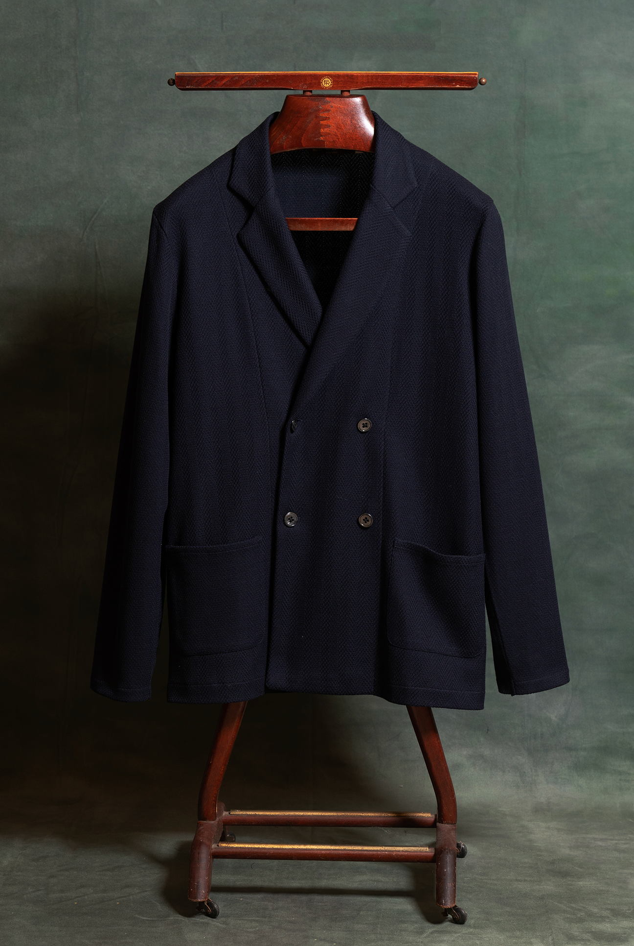 Giacca doppio petto in lana modello Tortona  blu spigato amisuraduomo sartoria Milano