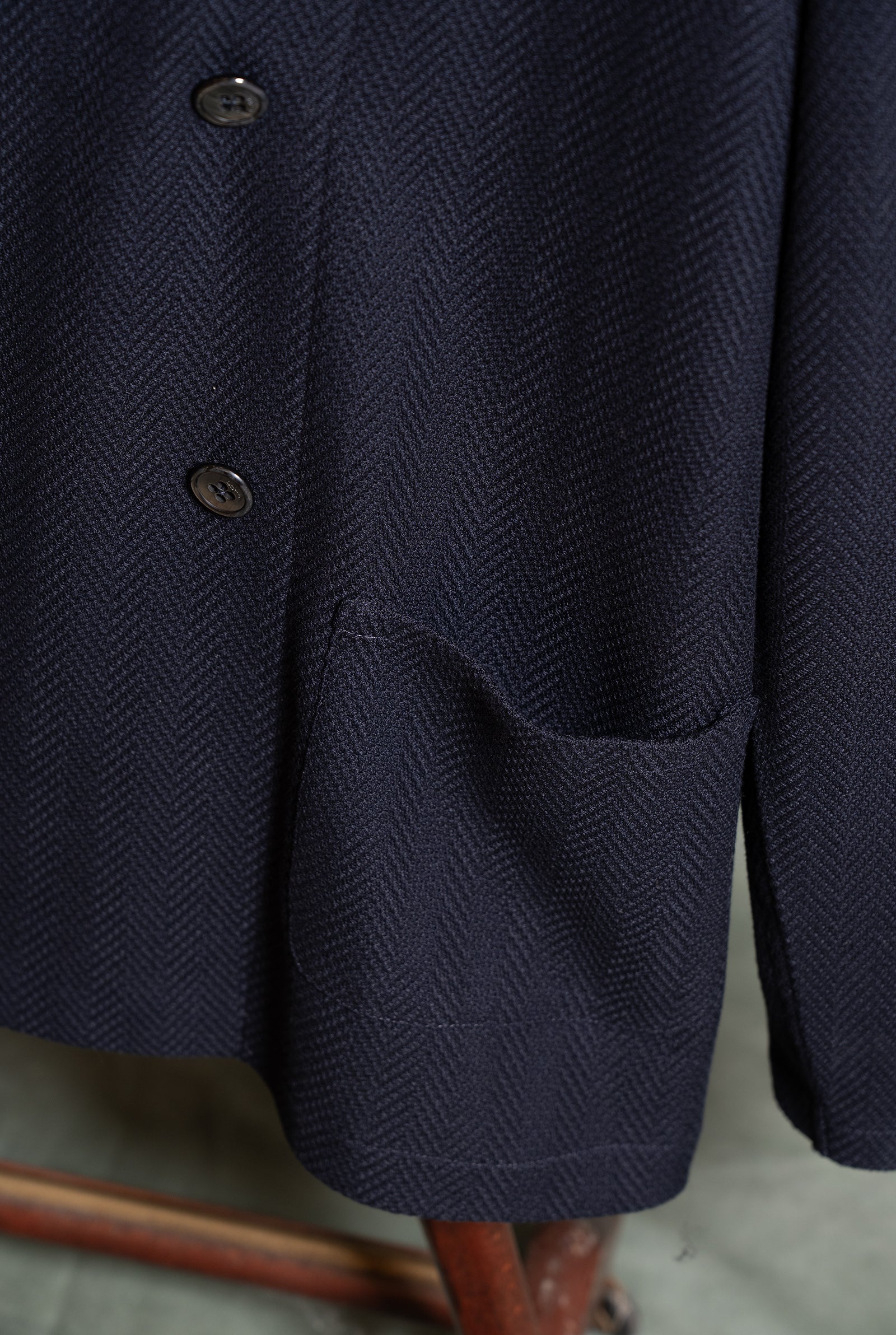 Giacca doppio petto in pura lana Tortona spigato blu amisuraduomo sartoria Milano
