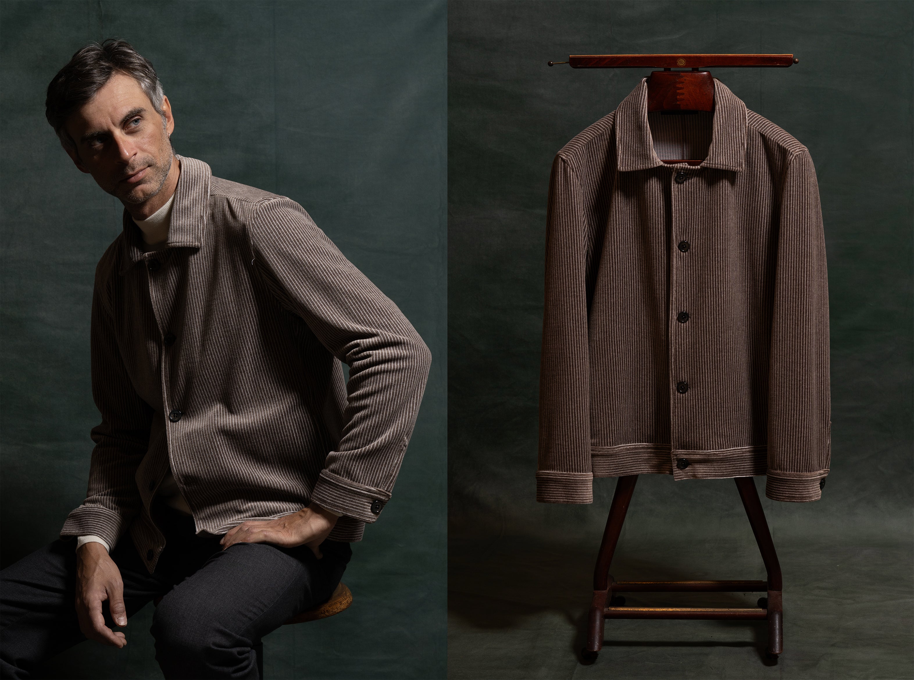 Giacca da uomo sfoderata in jersey di cotone e seta amisuraduomo sartoria Milano