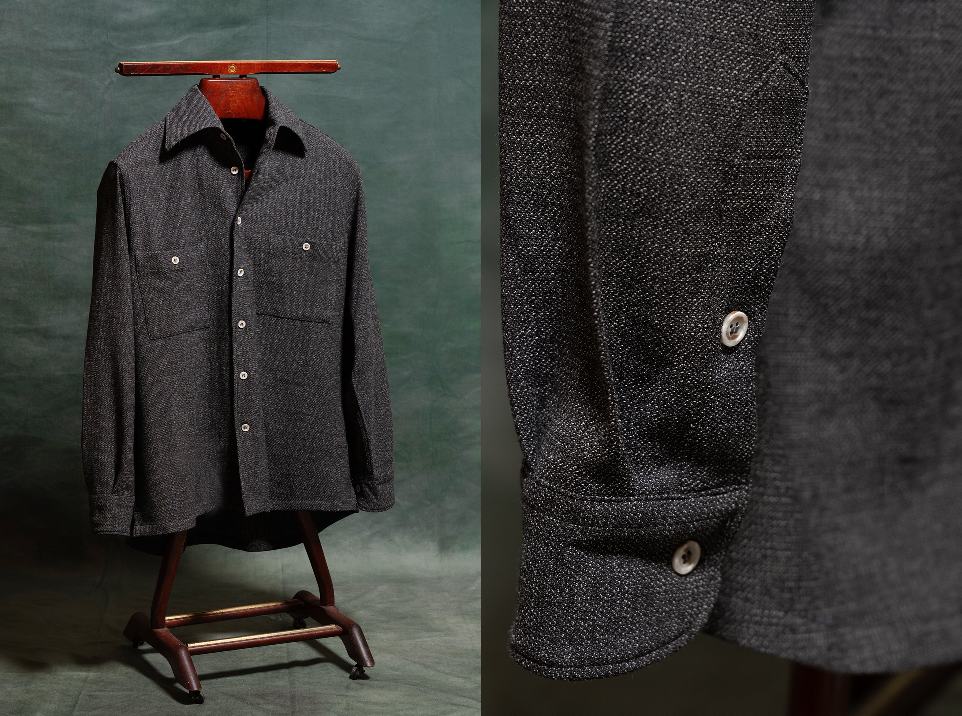 overshirt da uomo Navigli in jersey di lana grigio amisuraduomo sartoria Milano