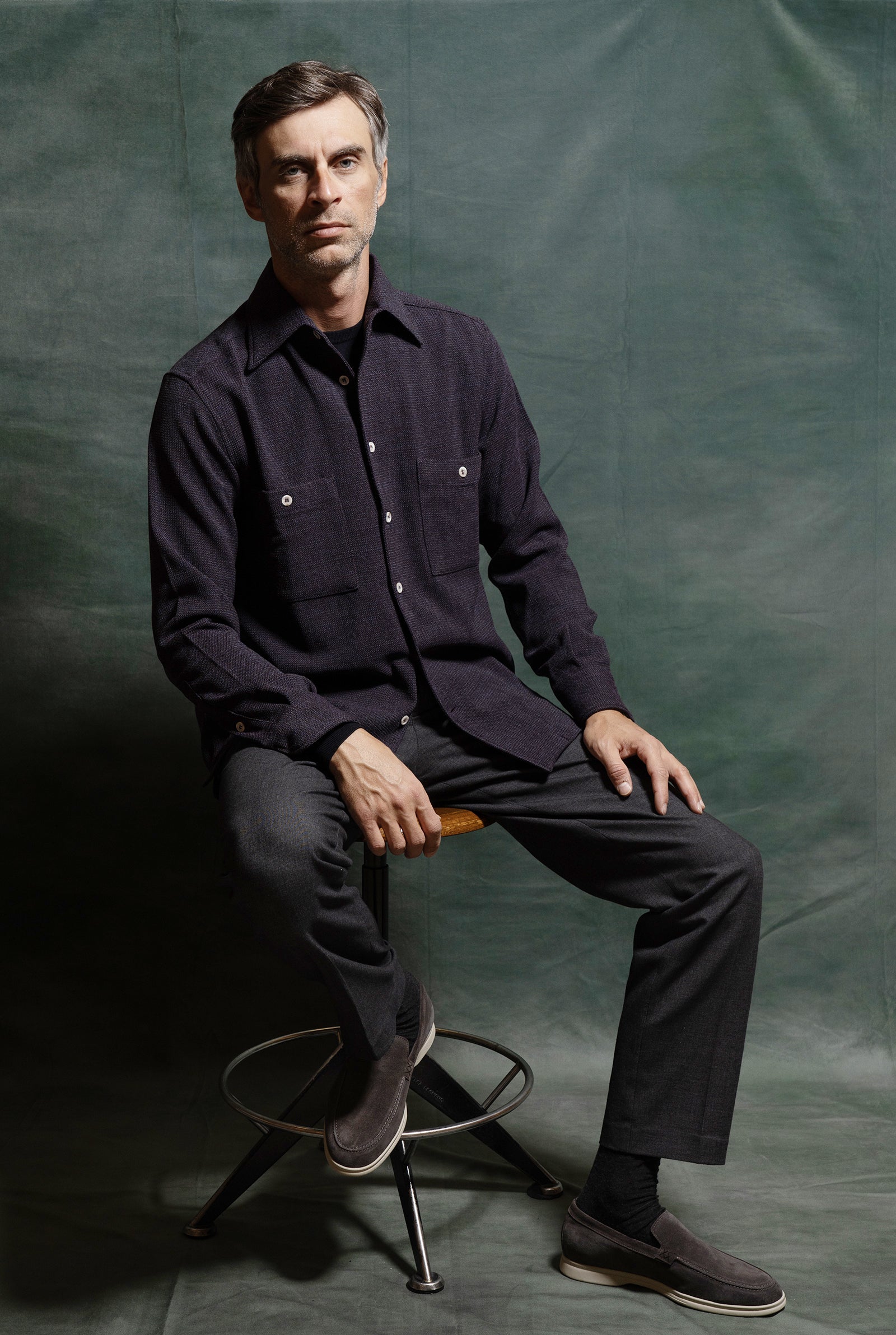 Giacca da uomo Overshirt in jersey di lana grigia amisuraduomo sartoria Milano
